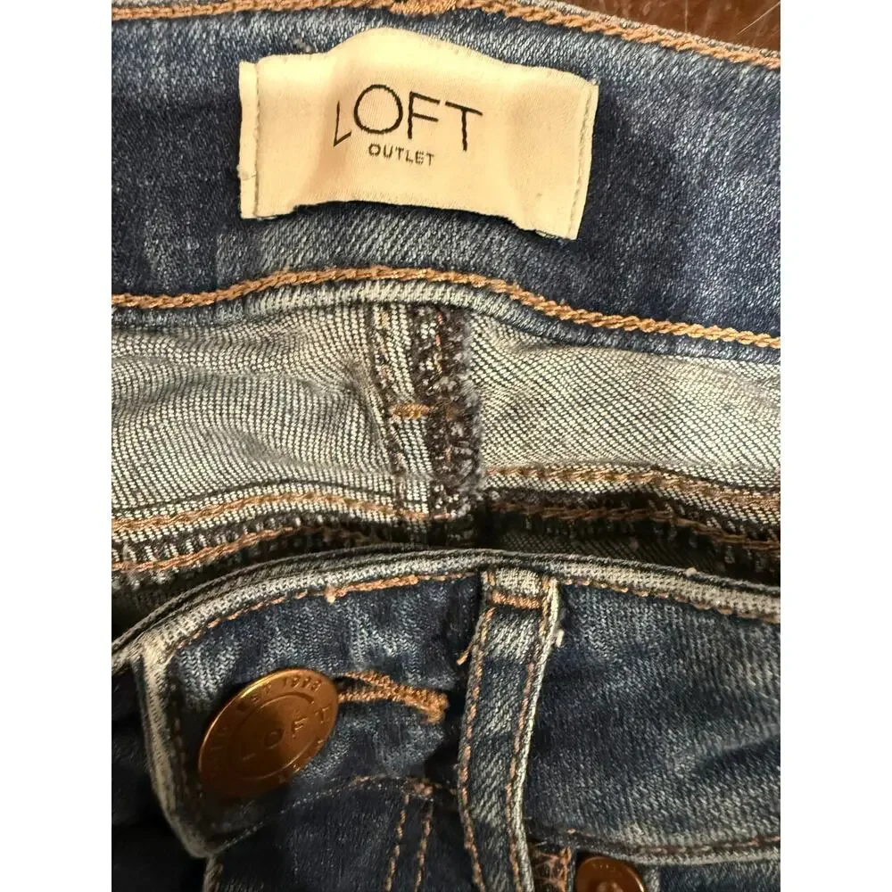 LOFT Outlet Women's Blue Curvy Skinny Denim Mid-rise Waist Jeans Size 0